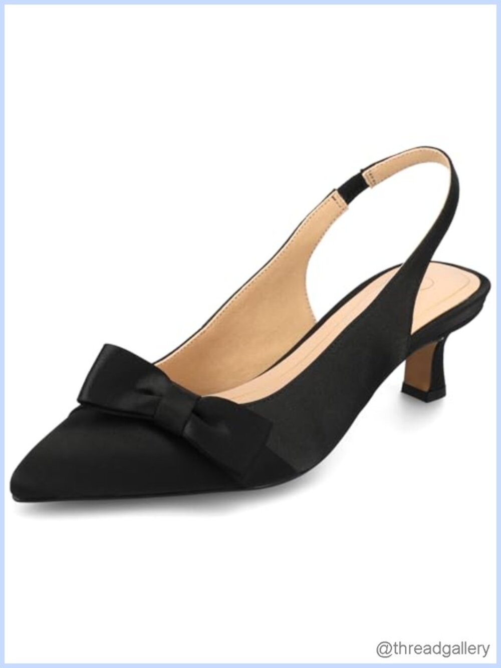 Journee Collection Paloma Satin Kitten Heel Slingback Pointed Toe Pump